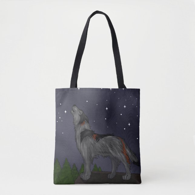 Bolsa Tote Lobo Uivando (Cinza) (Frente)