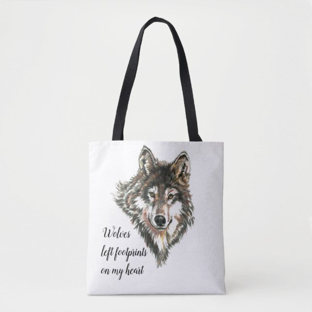 Bolsa Tote Lobos deixaram pegadas no meu coração, Wolf Cote (Frente)