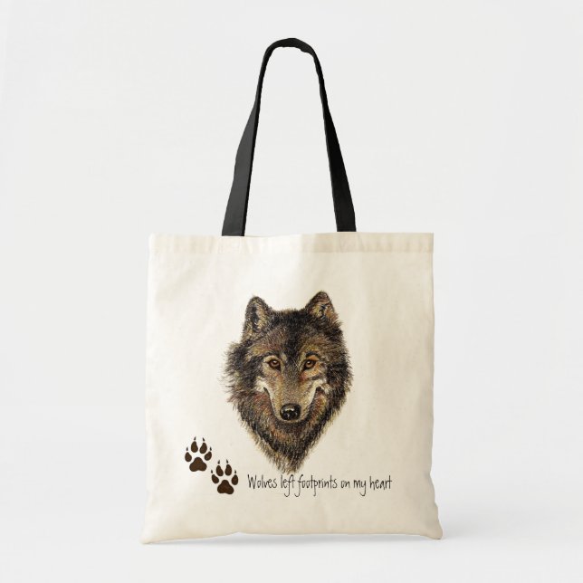Bolsa Tote Lobos deixaram pegadas no meu coração, Wolf Cote (Frente)
