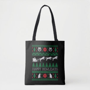 Bolsa Tote Lobos Engraçados Wolf Lover Ugly Christmas Sweater