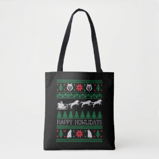 Bolsa Tote Lobos Engraçados Wolf Lover Ugly Christmas Sweater
