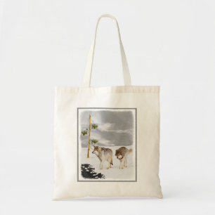 Bolsa Tote Lobos na Pintura da Neve - Arte Original da Vida S