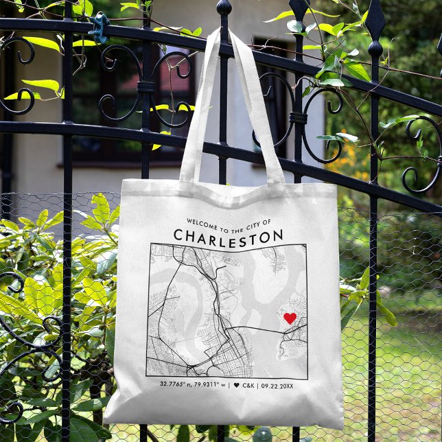 Bolsa Tote Localizador Charleston Love | Boas-vindas ao Casam (The more complete visual of what your final Charleston Map tote bag would look like in real life.)