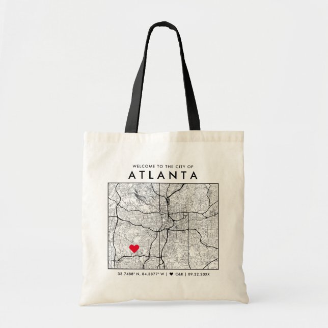 Bolsa Tote Localizador de Amor Atlanta | Boas-vindas ao Casam (Frente)