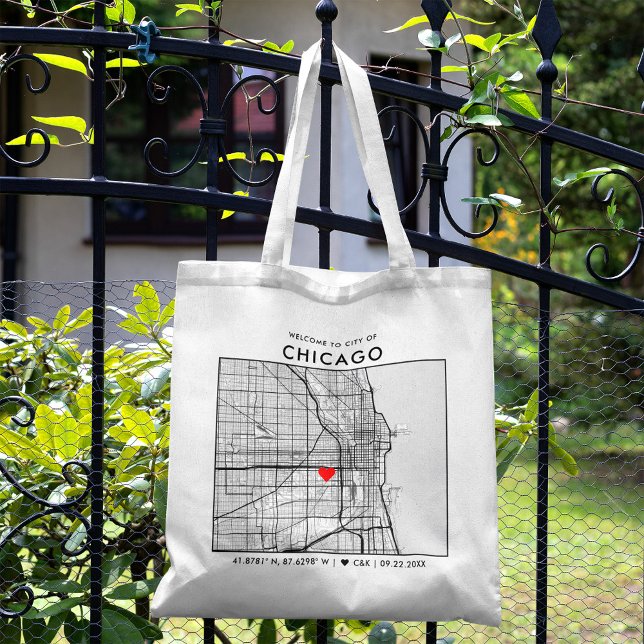 Bolsa Tote Localizador de Amor de Chicago | Boas-vindas (The more complete visual of what your final Chicago Love Map tote bag would look like in real life.)