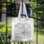 Bolsa Tote Localizador Fort Worth Love | Boas-vindas ao Casam<br><div class="desc">Uma bolsa de tote divertida para um casamento ou qualquer outra ocasião ocorrendo na bela cidade de Fort Worth, Texas. Este bolsa apresenta um mapa de despesas gerais do centro da cidade dentro a um quadro de caixas delimitadas a preto. No topo está uma breve saudação bem-vinda e o nome...</div>