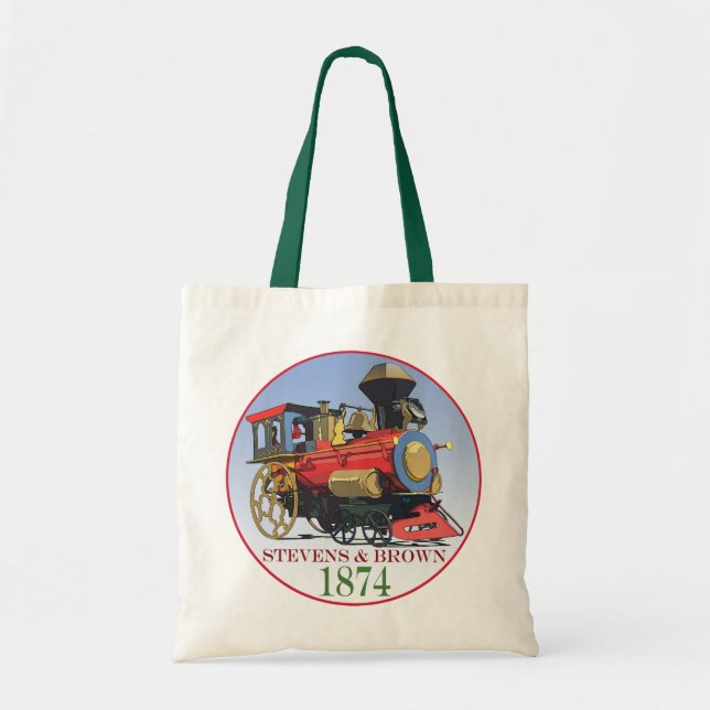 Bolsa Tote Locomotiva de Brinquedos Stevens & Brown (Frente)