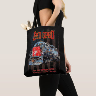 Bolsa Tote Locomotiva diesel EMD GP60 e bandeira americana