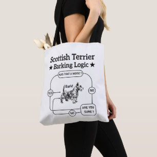 Bolsa Tote Lógica de Latido de Terrier Escocês Cachorro Engra