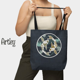 Bolsa Tote Logotipo bonito de atum e marisco azul