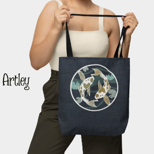 Bolsa Tote Logotipo bonito de atum e marisco azul
