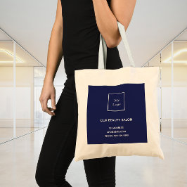 Bolsa Tote Logotipo branco azul marinho para empresas