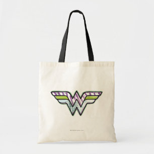 Bolsa Tote Logotipo Colorido de Desenho da Mulher Maravilha