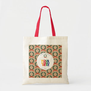 Bolsa Tote Logotipo comercial de Natal Wreath Kraft