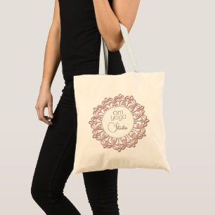 Bolsa Tote Logotipo comercial do Mandala Cor-de-rosa-claro OM
