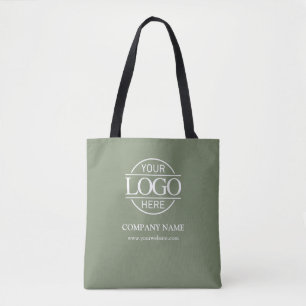 Bolsa Tote Logotipo Corporativo Empresarial Verde Sage Promo