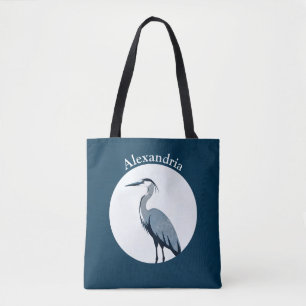 Bolsa Tote Logotipo da Garça Azul sobre Azul