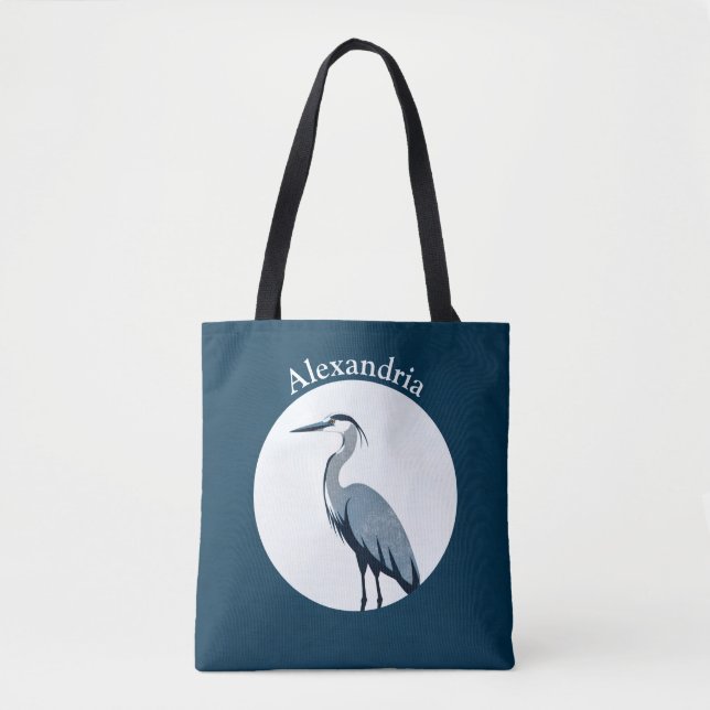 Bolsa Tote Logotipo da Garça Azul sobre Azul (Frente)