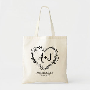 Bolsa Tote Logotipo de Casamento de Monograma Personalizado c