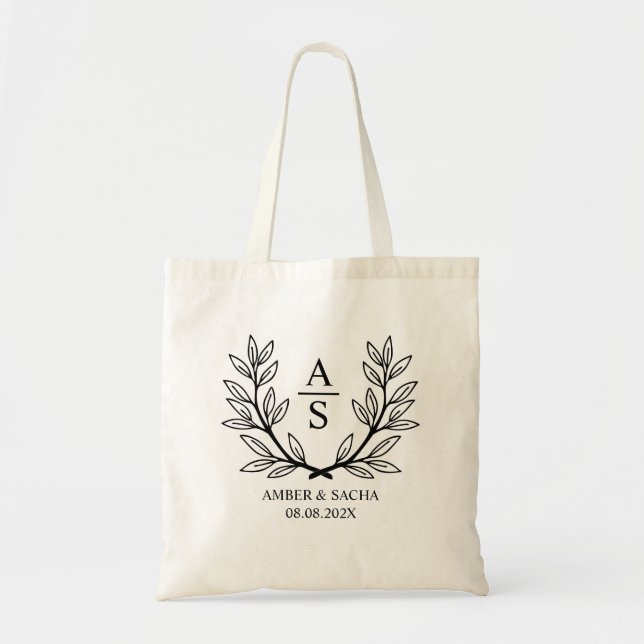 Bolsa Tote Logotipo De Casamento De Monogramas Personalizado  (Frente)