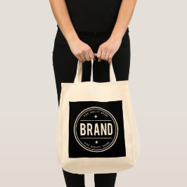 Bolsa Tote Logotipo de emblema circular preto e branco