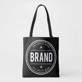 Bolsa Tote Logotipo de emblema circular preto e branco