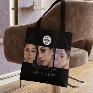 Bolsa Tote Logotipo de Fotos de Artista de Cílios Minimalista