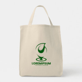 Bolsa Tote Logotipo de gota de água abstrata verde e globo