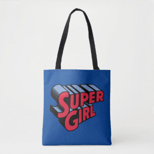 Bolsa Tote Logotipo de nome empilhado da Supergirl vermelha e