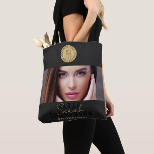 Bolsa Tote Logotipo de Ouro Preto Estúdio de Maquiagem Mídia