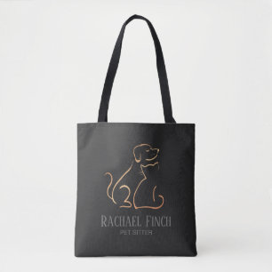 Bolsa Tote Logotipo De Pet Minimalista Moderno, Dourado E Car