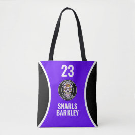 Bolsa Tote Logotipo de Roller Derby Roxo Preto Nome da Equipe