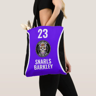 Bolsa Tote Logotipo de Roller Derby Roxo Preto Nome da Equipe
