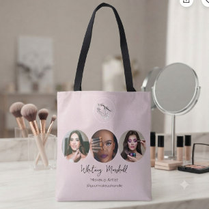 Bolsa Tote Logotipo de Rosto Corado em Script Rosa Foto Maqui