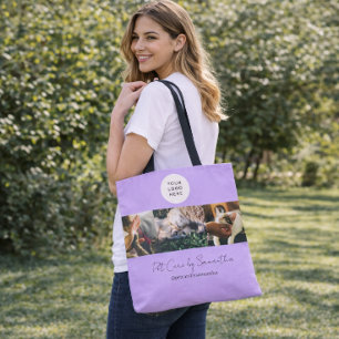 Bolsa Tote Logotipo de Roteiro Preto Lavanda Foto Pet Care