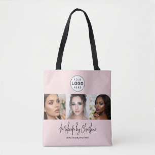 Bolsa Tote Logotipo de Roteiro Rosa Corado Foto Estúdio de Ma