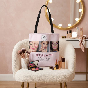 Bolsa Tote Logotipo de Roteiro Rosa Corado Foto Estúdio de Ma