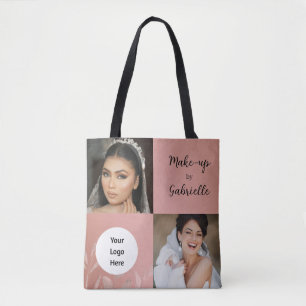 Bolsa Tote Logotipo de Script de Foto Boho Rosa Empoeirado Bo