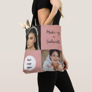 Bolsa Tote Logotipo de Script de Foto Boho Rosa Empoeirado Bo