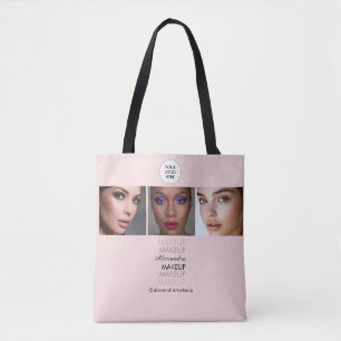 Bolsa Tote Logotipo de Script Rosa Bege Foto Estúdio de Maqui
