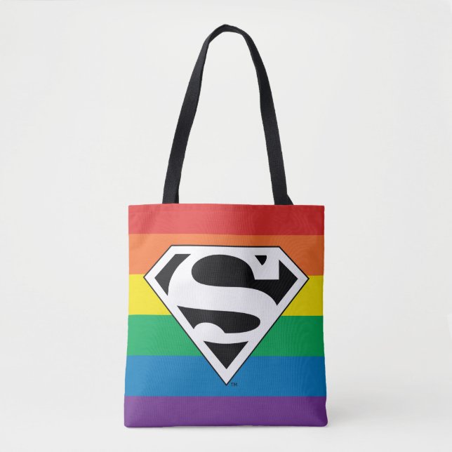 Bolsa Tote Logotipo do Super-Homem Rainbow (Frente)