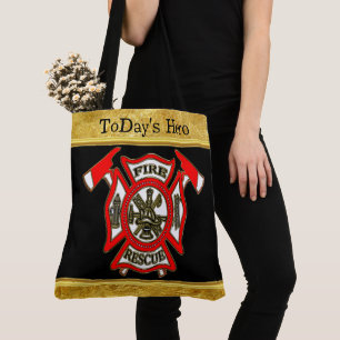Bolsa Tote Logotipo Dourado e folha de ouro Crachá Vermelho
