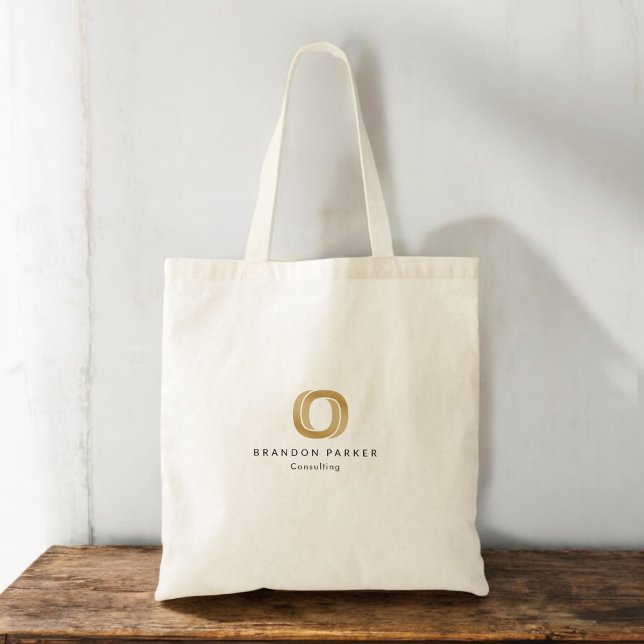 Bolsa Tote Logotipo Dourado profissional simples Empreendedor (Criador carregado)