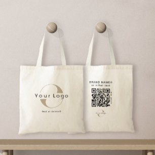 Bolsa Tote Logotipo e código QR lado 2 na empresa limpa