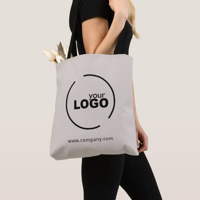 Bolsa Tote Logotipo Empresarial Moderno Profissional Bege (Close Up)