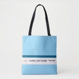 Bolsa Tote Logotipo Personalizado Elegante Azul Poeira Branco