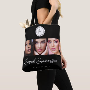 Bolsa Tote Logotipo Preto Branco 3 Estúdio de Maquiagem Fotog
