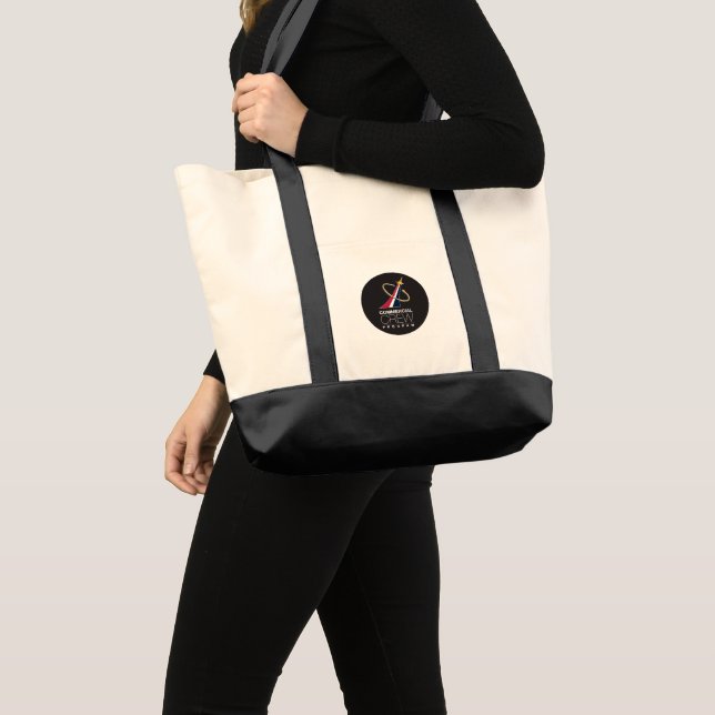 Bolsa Tote Logotipo preto do Programa de Tripulação Comercial (Frente (produto))