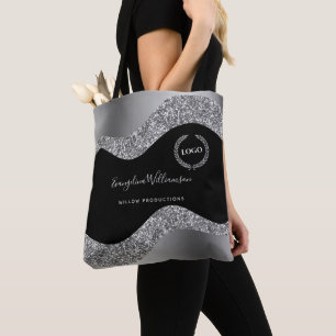 Bolsa Tote Logotipo preto Elegante Silver