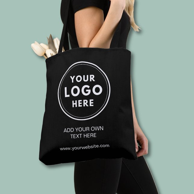 Bolsa Tote Logotipo profissional (Professional business logo tote bag with custom text.)